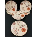 A late 19th century Minton Aesthetic Movement dessert service, comport, five plates, decorated in