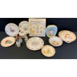 Ceramics - Royal Doulton Bunnykins figures, children's warming plate; bowls, etc; others Wedgwood