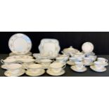 A Wedgwood Hampshire pattern tea and dinner servicer, for six, comprising dinner, dessert and side