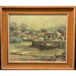 English School (mid 20th century) Impressionist landscape - West-country harbour, signed with