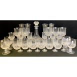 A French Crystal De France lead crystal glasses suite, decanter, wine glasses, whisky tumblers,