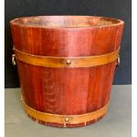 An R A Lister & Co Ltd coopered bucket/wine cooler, ring loop handles, 27cm deep, 31.5cm diameter