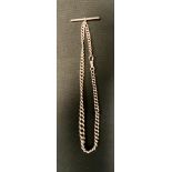 A graduated silver Albert chain, t-bar terminal, 36cm long, 33.1g