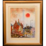 Richard Allen, Setting Sun, Northants, signed, mixed media, 44.5cm x 34.5cm.