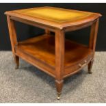 A Hammery Furniture, mahogany side table, green leather inset top, serpentine front, under tier with