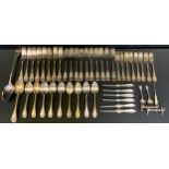 An 19th century EPNS part canteen for six other flatware, assorted patterns, qty