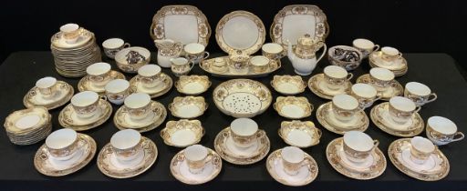 A Noritake gilt floral tea set for twelve, (pattern number 44318), inc. tea plates, tea cups and