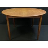 Danish design - a Mogens Koch extending dining table, 72cm tall x 120cm x 120cm (175cm extended).