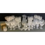 Cut Glass beakers, wine glasses, sherry; other glassware
