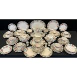 Booths and Doulton Floradora pattern table service for eight, comprising plates, soup bowls, pair of