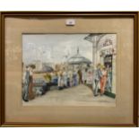 Faye Whittaker, West Pier Bazaar, Brighton, signed, watercolour, 34cm x 44cm