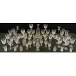 Glassware - a set of five Salviati Venetian cut glass shot glasses; Waterford and other crystal