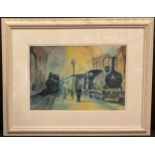 K** Rudd? (20th century) Railway Station signed, oil on canvas, 29cm x43cm