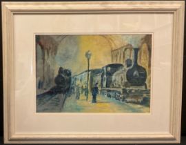 K** Rudd? (20th century) Railway Station signed, oil on canvas, 29cm x43cm