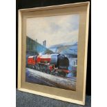 British school (20th century), Railway interest, 'The East Midlander, steam engine 46251', signed