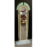 A mid 20th century floor-standing painted wood shop dressing mirror, 185cm tall x 75cm wide at the