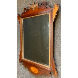 A Victorian mahogany framed Vauxhall looking glass, inlaid with shell patera to base, 83cm tall x
