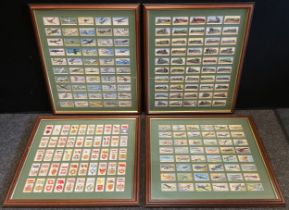 Cigarette Cards - Nations Flags and Arms, set of 50, framed; others, Aeroplanes; Aircraft of the