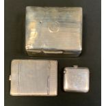 A George V silver vesta case, Birmingham 1921; later 925 silver cigarette case, 191g gross; silver