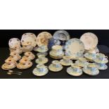 Ceramics - a 19th century Ryde pattern blue and white part tea set, others; continental plates etc