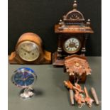 A late 19th century Hamburg American Clock Company (HAC) mantel clock, architectural case; a mid