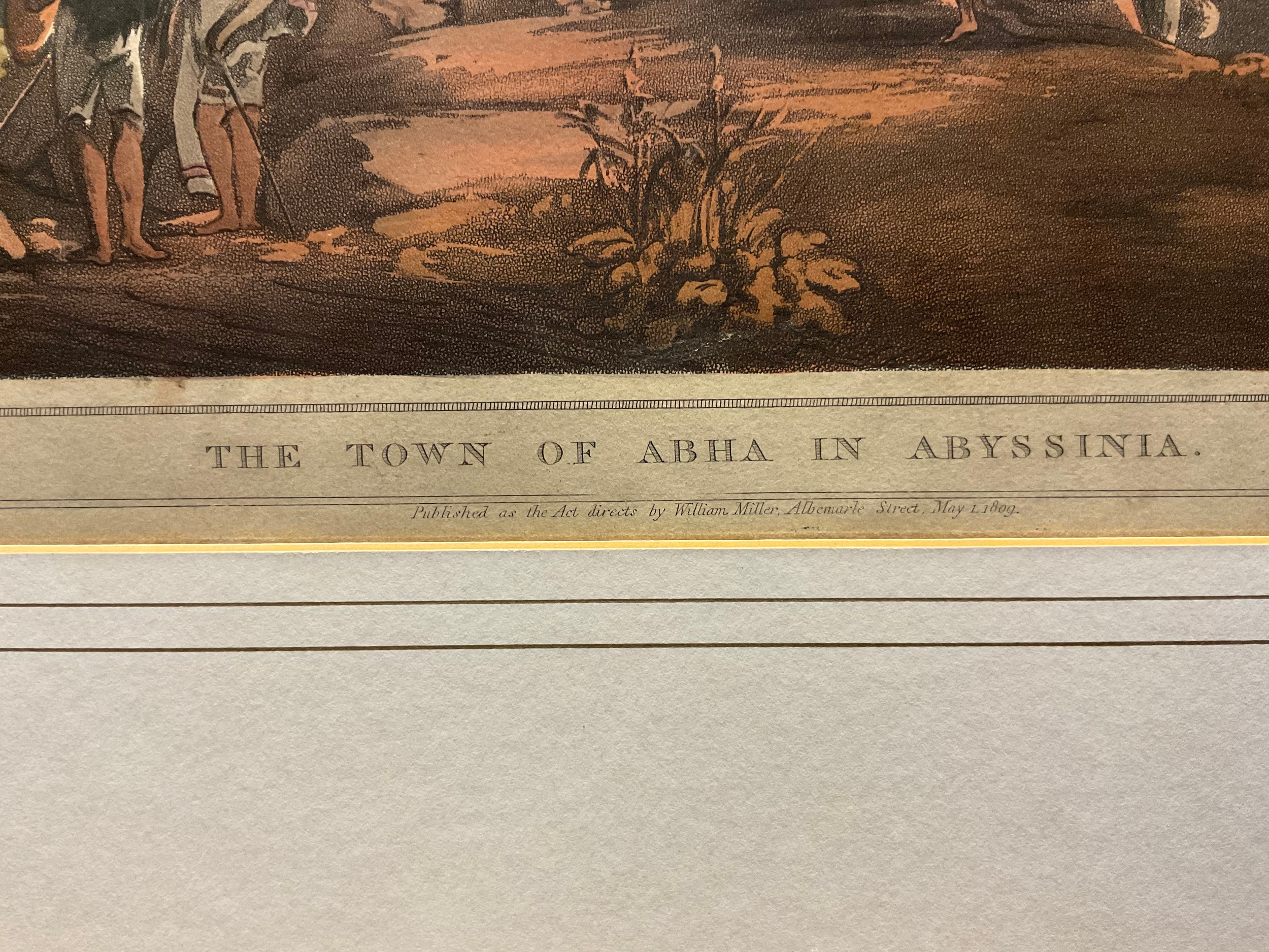 Henry Salt (British, 1780-1827), after, The Town of Abha in Abyssinia, hand-coloured lithograph - Bild 3 aus 3