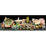 Ceramics - Capodimonti figure; others German etc Majolica cabbage leaf dish; animals; novelty