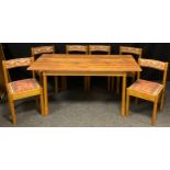 A mid 20th century dining room suite by ‘Dinette’, table with melamine top, six beech wood and ply