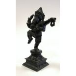 A late 19th /early 20th century bronze figure, Hindu Elephant God Ganesh dancing, stood on one