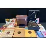 A Columbia model 203 Viva-tonal Grafonaola gramophone, black case; 78 records; others 45 singles qty