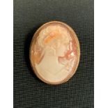 An oval cameo portrait brooch, 9ct gold frame, Birmingham 1978, 9g gross