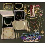 Costume Jewellery - a amethyst and glass bead necklace and earring suite; others, Natural Treasures;