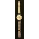 Omega - an automatic Geneve 166 0163 stainless steel wristwatch, silvered dial, block baton markers,