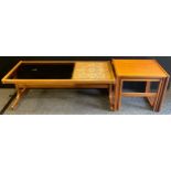 Modern Design - a mid 20th century G-Plan teak, tile, and glass-top coffee table, 45cm tall x