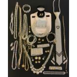 Costume Jewellery - a simulated pearl necklace; others; ties, bracelets, earrings etc