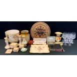 Ceramics and Glass - Crown Devon dressing table set; six wine cut glasses; etc