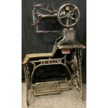 A Singer 29 K 15 cobblers treadle sewing machine, cast iron body, indistinct serial no, 110cm