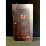A mid 20th century first Aid cabinet, fitted interior, with contents, part in labelled containers/