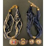 Michaela Frey Jewellery - an enamel maritime compass and rope fan pendant and earring suite; similar