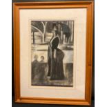 Neo Impressionist School, after Georges Seurat Figures with a Parasol charcoal, 36cm x 24cm