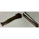 A silver cheroot holder case, Chester 1897; a novelty pipe smokers knife (2)