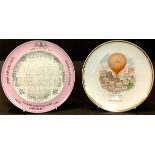 Advertising - an American ballooning plate, compliments Meyers Grocery 1912; another, Falcon