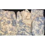 Textiles - two pairs of Toile du Jouy curtains, each curtain 260cm wide, 163cm long