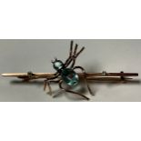 A Victorian 9ct rose gold insect/spider brooch