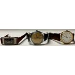 Wristwatches - a lady's Art Deco wristwatch, black rectangular dial; others, Accurist automatic, etc