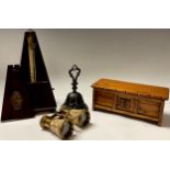 A pair of mother-of-pearl opera glasses; a French rosewood metronome, Maelzel, 22cm; a Talent