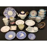 Ceramics - a Shelley Forget Me Not pattern cream jug and sugar bowl on stand; a Coalport teapot; a