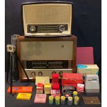 Vintage Technology - a G.E.C. bakelite valve radio; another, Murphy mahogany veneered valve radio; a