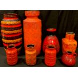 A collection of West German lava vases (8)