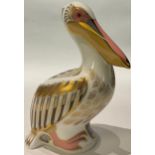 A Royal Crown Derby paperweight, White Pelican, limited edition 618/5,000, gold stopper, signed in